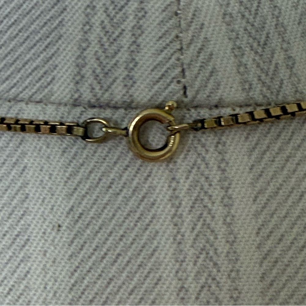 Vintage 70’s Gold Filled Wishbone/Faux Pearl Pendant Box Chain Necklace 15.5” - Picture 2 of 15
